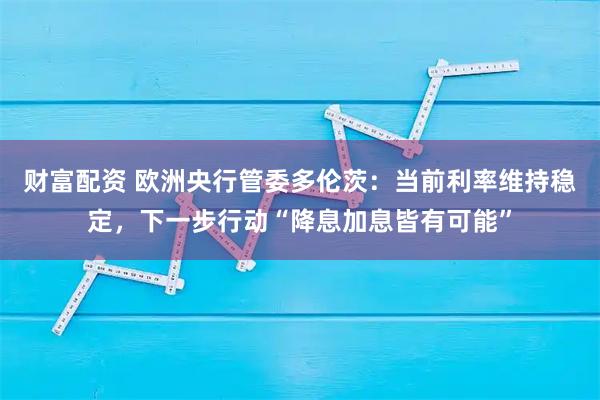 财富配资 欧洲央行管委多伦茨：当前利率维持稳定，下一步行动“降息加息皆有可能”